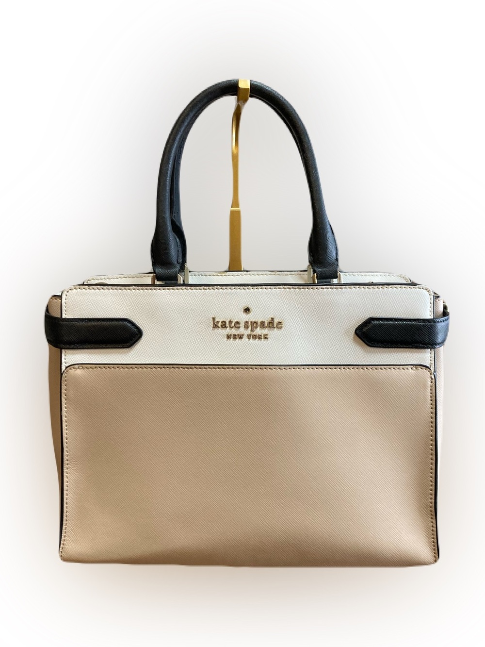 Kate Spade Staci Colorblock Medium Satchel in Warm Beige Multi (Style WKRU6952)